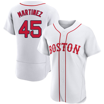 Men's Majestic Boston Red Sox #45 Pedro Martinez Replica White Home Cool  Base MLB Jersey